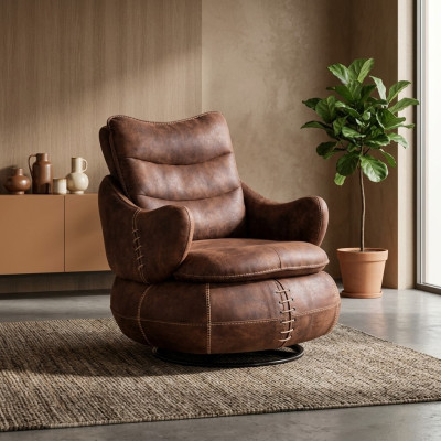 Fauteuil Siège Design Classique Salon Revêtement Siège Simple en Cuir Style Mobilier de Luxe
