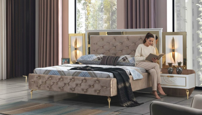 Chesterfield Lit Revêtement Design Luxe Double Hôtel Italien