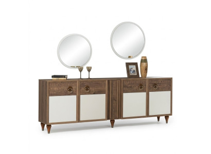 Commode Tiroirs Bois Buffet Miroir Massif Salon Commodes