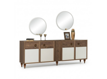 Commode Tiroirs Bois Buffet Miroir Massif Salon Commodes
