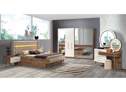 Ensemble de meubles de chambre à coucher modernes et élégants dans un luxueux design européen.
