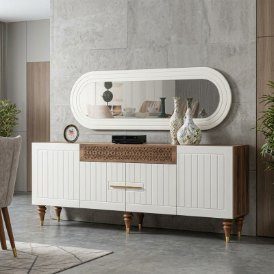 Commode Tiroirs Bois Buffet Miroir Solide Commodes Salle de séjour