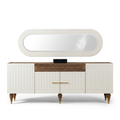 Commode Tiroirs Bois Buffet Miroir Solide Commodes Salle de séjour