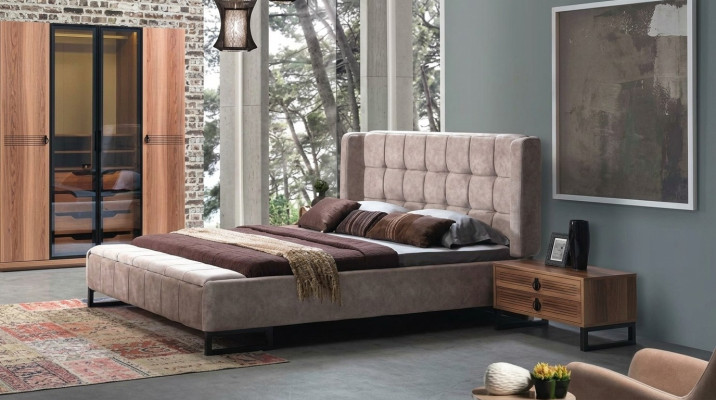 Lit Lit double Lits Mobilier Ameublement Chambre à coucher Design Tissu