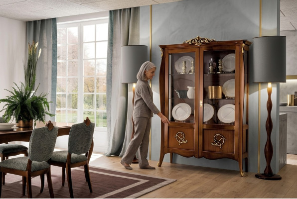 Vitrine Armoire en verre Commode Armoires Italie Mobilier Bois Style Baroque Vitrines