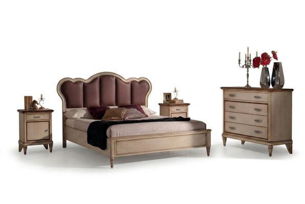 Lit Table de chevet Commode Ensemble de chambre à coucher Design Classique Lits de luxe nouveaux