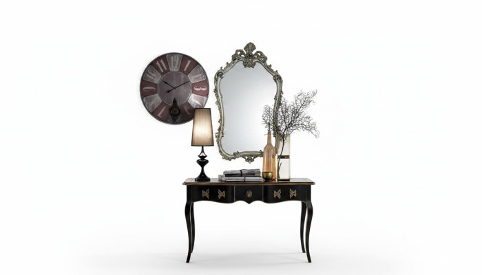 Miroir classique Miroir mural Design en bois Argent Salle de séjour Italie Meuble