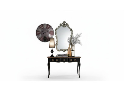 Miroir classique Miroir mural Design en bois Argent Salle de séjour Italie Meuble