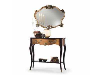 Table console en bois miroir de style baroque italien - Ensemble de 2 tables.