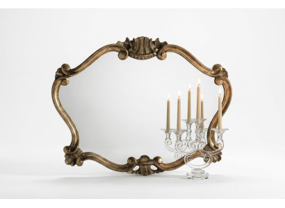 Miroir mural italien classique avec feuilles de bronze designer, baroque.