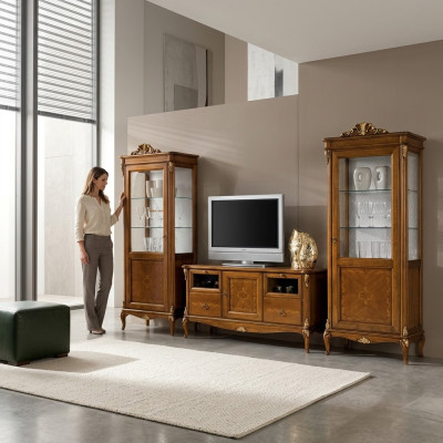 Meuble télé Salon Buffet TV Armoire de télé Meuble TV à tiroirs Meuble baroque italien