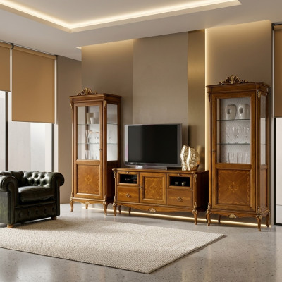 Meuble télé Salon Buffet TV Armoire de télé Meuble TV à tiroirs Meuble baroque italien