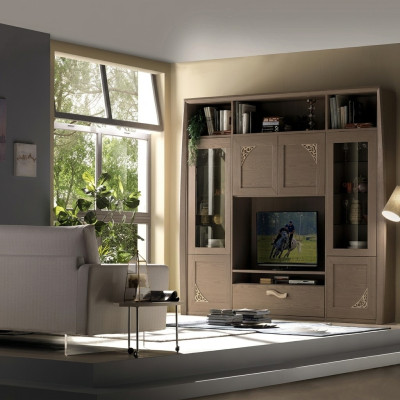 Unité murale Armoire Vitrine Bois Salle de séjour Meubles unités murales TV design vitrines
