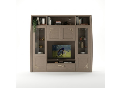 Unité murale Armoire Vitrine Bois Salle de séjour Meubles unités murales TV design vitrines