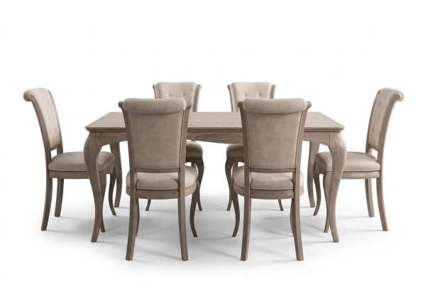 Table à manger Salle à manger Suite Mobilier Ameublement Groupe Table + Ensemble de 6 chaises 7 pièces.