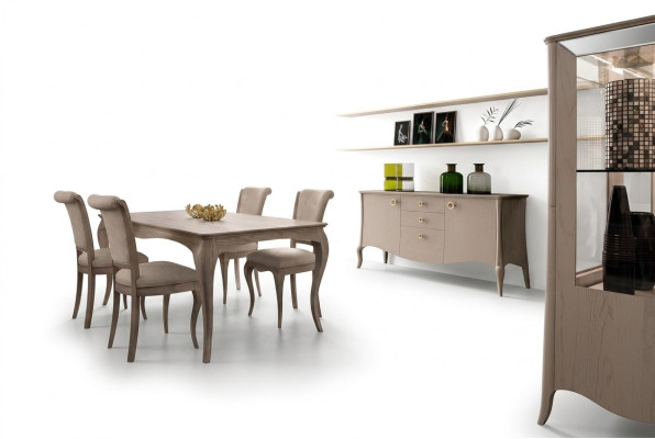 Ensemble de salle à manger classique Table Chaise Commode Set de salle à manger Chaises 6 pièces