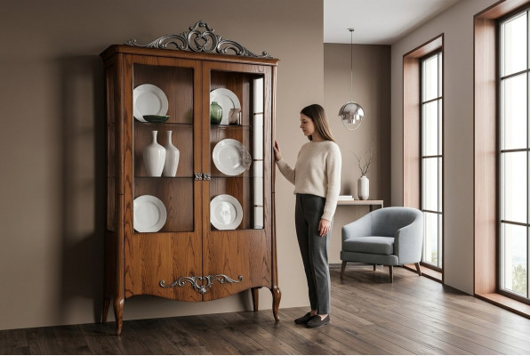 Salon Buffet Armoire en verre Vitrine Buffet de salle à manger Armoires en bois Mobilier