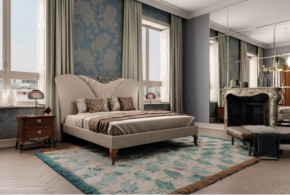 Lit Lit double Bois massif Chambre à coucher Lits Mobilier Vaccari cav giovanni nouveau