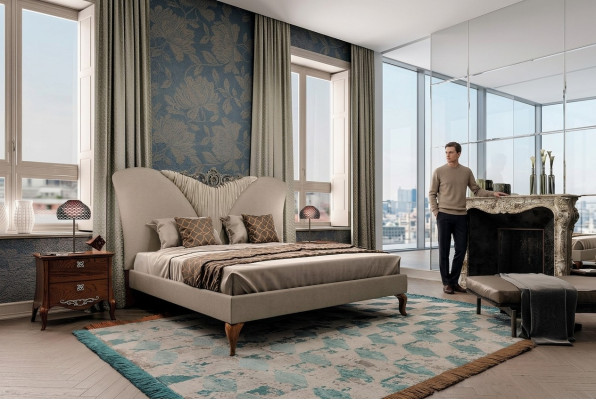 Ensemble de chambre à coucher Lit complet 2x Table de chevet 3 pièces. Ensemble de design de luxe complet.