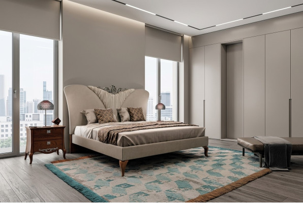 Ensemble de chambre à coucher Lit complet 2x Table de chevet 3 pièces. Ensemble de design de luxe complet.
