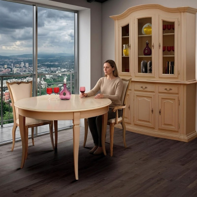 Salle à manger Mobilier en bois massif Vitrines Armoire Bois véritable Buffet Vitrine Verre neuf
