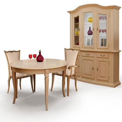 Salle à manger Mobilier en bois massif Vitrines Armoire Bois véritable Buffet Vitrine Verre neuf