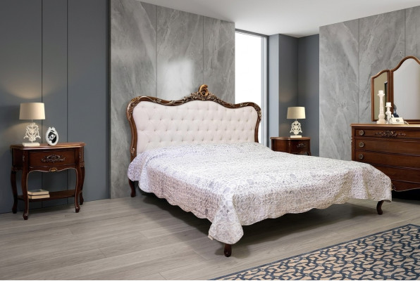 Lit 2x Table de chevet 3 pièces Ensemble de chambre Mobilier design Lits modernes de luxe nouveau