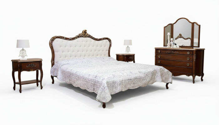 Lit 2x Table de chevet 3 pièces Ensemble de chambre Mobilier design Lits modernes de luxe nouveau