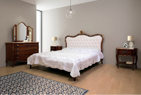 Chambre Design Mobilier de Luxe Classique Lit Moderne 2x Table de Chevet Ensemble 4 pièces