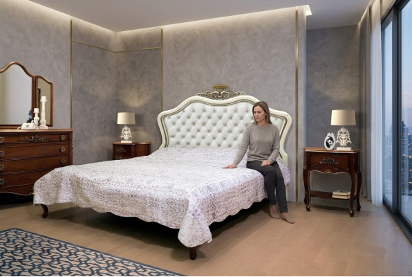 Classique lits de luxe de meubles Chambres à coucher Table de chevet 2x 3 pièces.