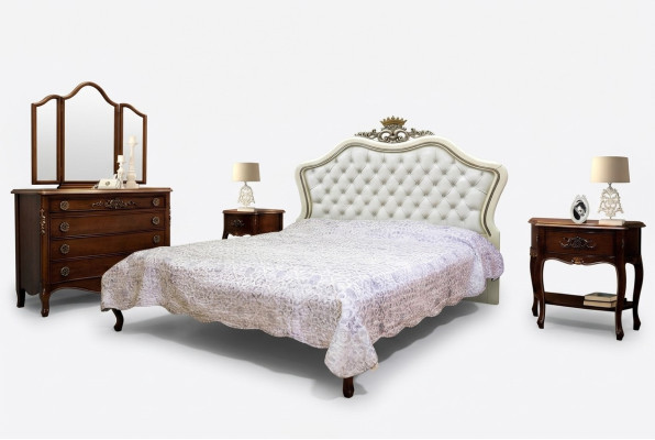 Classique lits de luxe de meubles Chambres à coucher Table de chevet 2x 3 pièces.