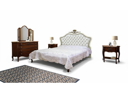 Ensemble complet de 4 pour la conception de chambre à coucher moderne Lit Luxueux 2x Table de chevet Commode