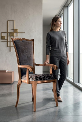 Chaise de salle à manger Art Déco accoudoir Chaises de salle à manger Conception Fauteuil-textile de luxe