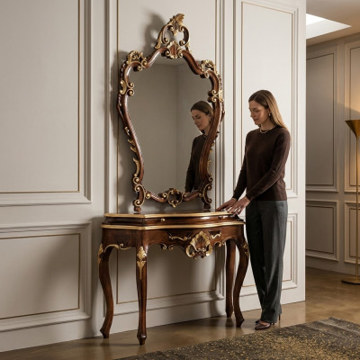 Console Table Mirror Sideboard Set neues Holz im italienischen Möbelstil Stile Elisa