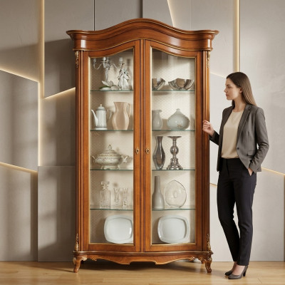 Vitrine en bois massif Armoire en verre Vitrine en bois véritable Meuble de salon Buffet nouveau