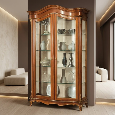 Vitrine en bois massif Armoire en verre Vitrine en bois véritable Meuble de salon Buffet nouveau
