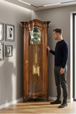 Horloge sur pied Horloge d'angle Salon Bois massif Horloges Bois véritable Italien Ameublement
