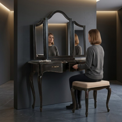 Mobilier Style StileElisa Table Console Miroir Bois Ensemble de Tables Italiennes