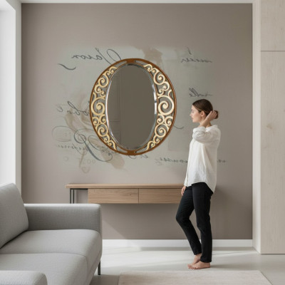 Classique r Design Miroir Miroir mural italien Support en bois Mur Italie nouveau