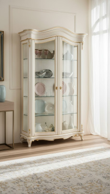 Vitrines Armoire en verre Vitrine Salon Bois Buffet Meuble italien Étagère