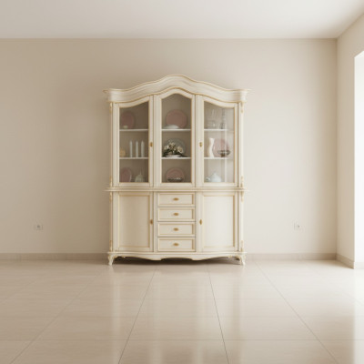 Vitrines Armoire En bois massif Bahut Vitrine Salle à manger Mobilier en bois massif