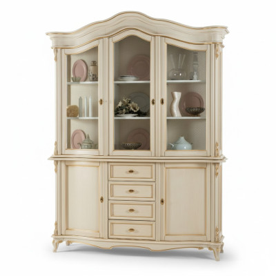 Vitrines Armoire En bois massif Bahut Vitrine Salle à manger Mobilier en bois massif