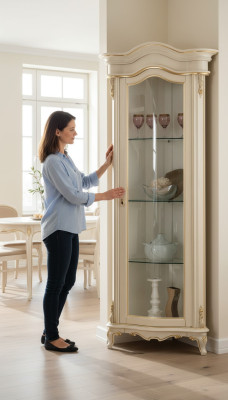 Vitrines en bois massif Armoire en verre Vitrine en vrai bois Meuble de salon Buffet