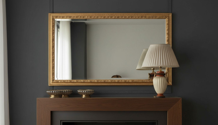 Miroir mural classique italien d'un designer en bois doré nouvellement meublé