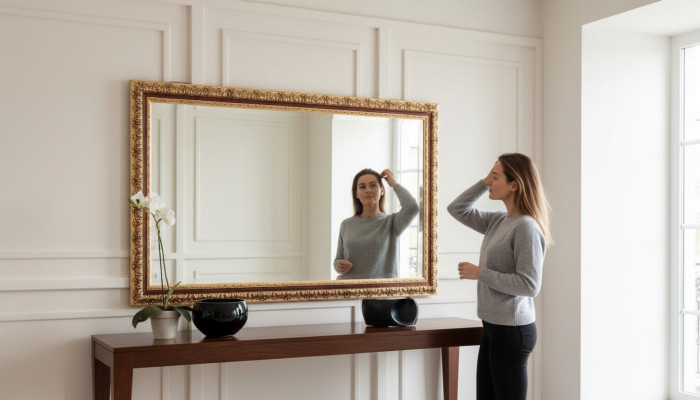 Mobilier de miroir italien classique et de designer Miroir mural en bois doré Meubles neufs