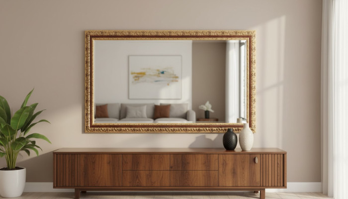 Mobilier de miroir italien classique et de designer Miroir mural en bois doré Meubles neufs