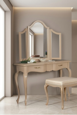 Coiffeuse avec miroir Conception de meubles de chambre Table de chevet Tabouret 2 pièces. nouveau