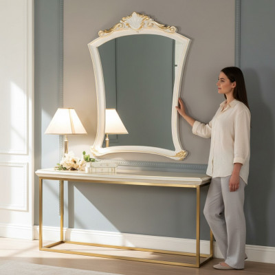 Miroir de luxe design classique Blanc Meubles miroir Style Elisa nouveau Miroir