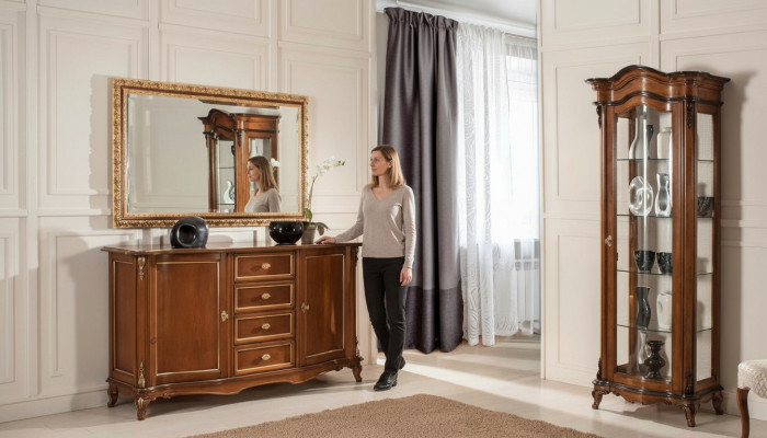 Salle à manger, Vitrine, Armoire, Commode, Miroir, Buffet, Italie Meubles 3 pièces