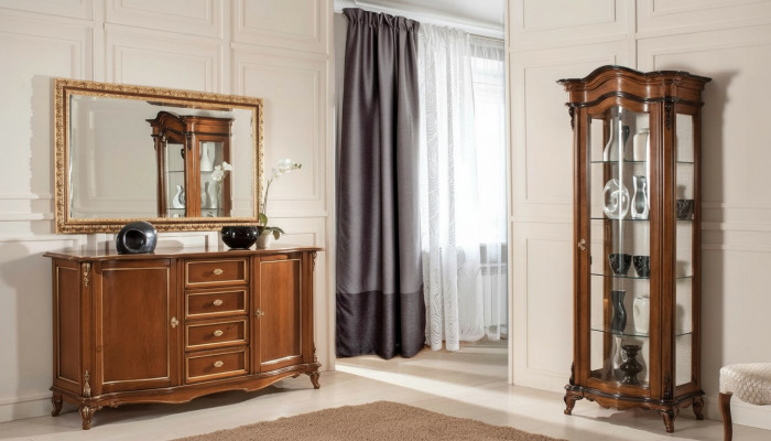 Salle à manger, Vitrine, Armoire, Commode, Miroir, Buffet, Italie Meubles 3 pièces